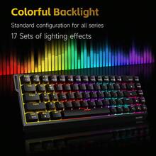 Teclado mecánico de juego AJAZZ 65% Mini, interruptor rojo, 68 teclas compacto con cable para oficina, NK68 V2 retroiluminación RGB, sensación mecánica ergonómica, accesorio de oficina, plug and play DIY, compatible con varios sistemas para juegos y oficina - Multicolor - Ver 7