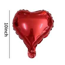 10pcs 10-Inch Heart Shaped Foil Balloons, Suitable For Valentine's Day, Baby Shower, Birthday Party, Wedding Decoration, Air Balloons - Multicolor - View 3