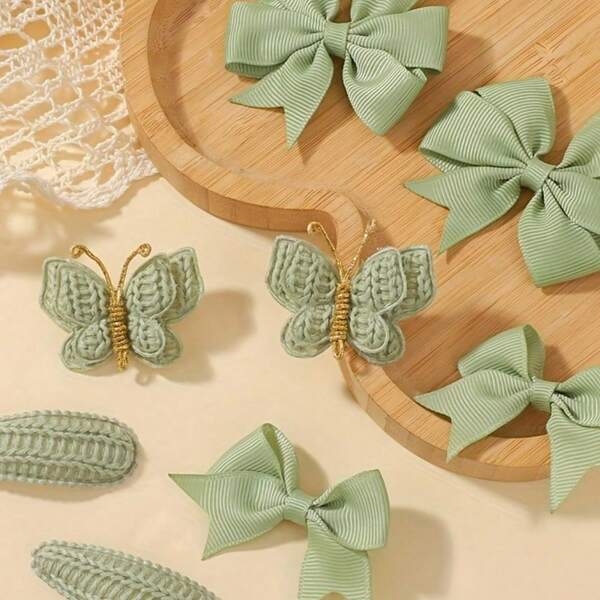 8pcs Minimalist Style Girls Hair Clips, Party Ponytail Hair Accessories Set, Portable