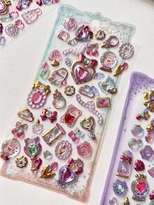 复古箔片闪光贴纸，3D钻石水晶装饰贴纸，适用于DIY手机壳、手账、日记本 - 彩色 - 查看 13