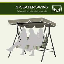 Outsunny 3-Seat Patio Swing Chair, Outdoor Porch Swing Glider With Adjustable Canopy, Removable Cushion, And Weather Resistant Steel Frame, For Garden, Poolside, Backyard, Green - màu xanh lá - Xem 4