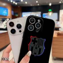 FCB Logo Inspired Phone Case Compatible With  12, 13, 14, 15 Pro,  14 Plus,  15, 16 Pro Max,  17,  17 Pro,  17 Pro Max, And  17 Air. Made Of TPU Material, Anti-Slip And Drop-Resistant, With Classic Straight Edges And A Slightly Frosted Feel. A Great Gift For Yourself, Family, Friends, Lovers, And Boyfriends. - 黑色 - 查看 4