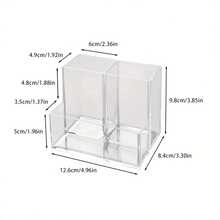 Minimalist Transparent Multi-Compartment Pen Holder, Multifunctional Desktop Stationery Storage Box, Suitable For Office And Study Supplies - Multicolor - View 8