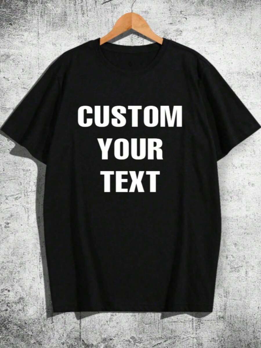 Customizable Men's T-Shirts With Customizable Text, Greetings, Or Fun Messages. Black Summer T-Shirts, Father's Day Gifts, Anniversary Gifts, Company Team Building Outfits, Music Festival Attire, Gifts For Men/Women, Men's Crew Neck Short-Sleeved T-Shirts, Party Outfits, Men's Black Short-Sleeved T-Shirts, April Fool's Day Gifts, Easter Gifts, Men's Summer Tops, Men's Summer Short-Sleeved T-Shirts, And Gym Wear., Moisture-Wicking