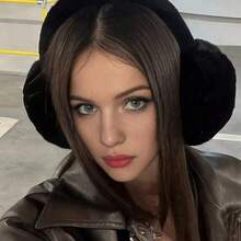 1Pc Cute Fluffy Faux Fur Earmuffs - Women's Foldable Winter Soft Ear Covers | Great For Self & Gifts - 黑色 - 查看 2