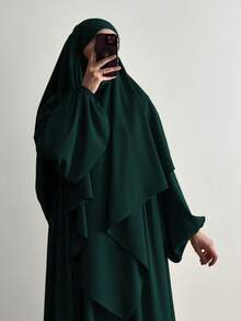 طقم خمار وعباية من قماش نيدا قطعتين، ملابس إسلامية فضفاضة ومريحة للارتداء اليومي والخارجي والصلاة، لجميع الفصول - متعدد الألوان - مشاهدة 10