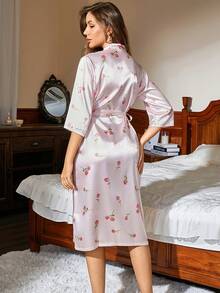 Áo choàng kimono bằng lụa satin giả dành cho nữ, áo ngủ nhẹ, kiểu dáng mở phía trước, áo choàng tắm dài gợi cảm cho mùa hè. - Nhiều màu - Xem 4