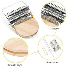1SET Knit Patch Kit PatchMaker 2.0, Portable Darning Loom For Beginners, Knitpatch Kit For Holes Repair On Socks, Clothes & Jeans, Patchwork Weaving Tool Set For Quickly Sewing Repair(14 Hooks) - 木製的 - 查看 6