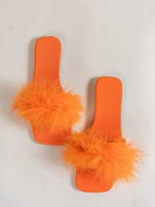 女士平底凉鞋，百搭黑色蝴蝶结休闲露趾凉鞋，2025夏季新款休闲沙滩鞋，户外塑料拖鞋 - 橘色 - 查看 1