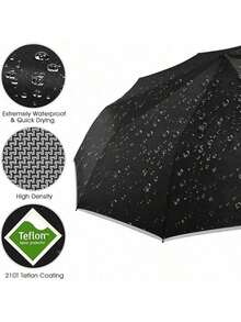 Fully Automatic Heavy Rain Resistant UV Protection Windproof Flame Resistant Shape-Retaining Reflective Stripe Heat Insulation Umbrella For Rainy Day