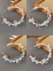 1 chiếc băng đô cài tóc đính ngọc trai cho bé gái, kiểu vương miện hoa công chúa, phụ kiện tạo không khí cho chụp ảnh, thích hợp sử dụng hàng ngày. - Nhiều màu - Xem 2