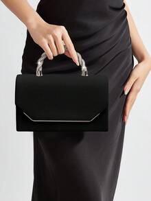 REMANLAND Luxuriöse Cord-Abendtasche, elegante Damen-Clutch mit Strass, funkelnde Diamant-Handtasche, luxuriöse Cord-Partytasche, geeignet für Abendkleider, Hochzeiten, Galas, romantische Bräute, perfekt für Partys, Zusammenkünfte und Bälle. - Schwarz - Übersicht 10