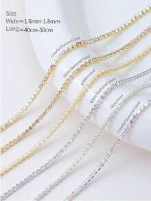 Metal Chain Nail Art Thread Stone Gold Silver Alloy Nail Art Decoration Chain Nail Art Charm Nail Art Rhinestone Thread Stone 3D Metal Nail Art Decoration DIY Nail Art Name Nails Nail Supplies - Multicolor - View 2