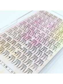 96朵星光假睫毛，半写实系列，垂坠感3片装，适合新手，自然单根睫毛，适合新手和日常使用，角色扮演，动漫风格假睫毛 - 黑色 - 查看 3