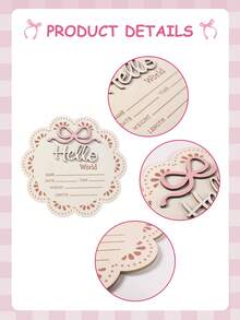 1pc Wooden "Hello World" Newborn Announcement Sign, Baby Gender Reveal Card, Flower-Shaped Welcome Sign For Newborn,Pink Bow Theme Baby Shower Decor, First Birthday & Baptism Gift,Artificial Wood Frameless Keepsake With Name, Date, Height & Weight, Photography Prop For Home Decor,1st Birthday Party Decoration,Baby Shower Gift, Gender Reveal Decor, Baby Girl Party Decor,1st Birthday Gift
