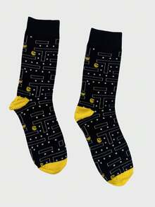 1 Pair Dot Print Mid-Calf Socks For Men - Black - View 7