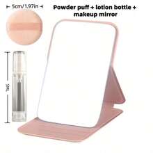 3 Piecesportable Outdoor Travel Makeup Mirror Set, Including Soft Makeup Brushes And Mini Lotion Bottles, Makeup Mirror Set, Lightweight Touch-Up Kit - Multicolor - View 3