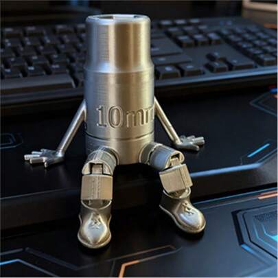 1个可动机械工具人偶 - 关节可调节雕塑模型，耐用塑料收藏品，适合DIY展示、工作室装饰，专为汽车爱好者和工具收藏家设计，机械主题雕像，适用于家居/办公室/工作室装饰