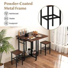 COSTWAY 3 Piece Dining Table Set Extendable Kitchen Table Folding Breakfast Table - Coffee - View 8