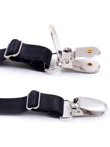 男士衬衫吊袜带（1件/2件装） - 可调节弹力袜式吊带，带防滑夹 - 军装风格 - 均码 - 采用耐用涤纶面料制成（购买1双，请订购2件） - 不锈钢扣 - 适合正装衬衫和正式场合，可调节的衬衫下摆夹和防滑锁扣，可作为男士时尚配饰，塞入裤腰
