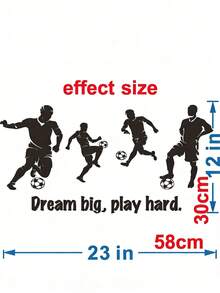 1 件装时尚运动主题足球男孩剪影墙贴，半哑光表面，自粘 PVC 足球运动员剪影贴纸，适用于装饰客厅、卧室、走廊，采用乙烯基材料制成
