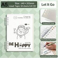 A5防滑活页笔记本，可拆卸螺旋装订，高中生美观日记本，简约清新设计，课堂学习笔记文具 - 彩色 - 查看 10