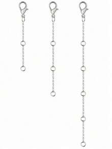 3pcs Set, Includes 1pc Gold Stainless Steel Extension Chain With Extra Long Tail, Ideal For Making Necklaces, Bracelets, Anklets, Waist Chains, Body Chains And Other DIY Jewelry Accessories. Available In Gold And Silver, Perfect For DIY Projects. - Yellow Gold - View 6