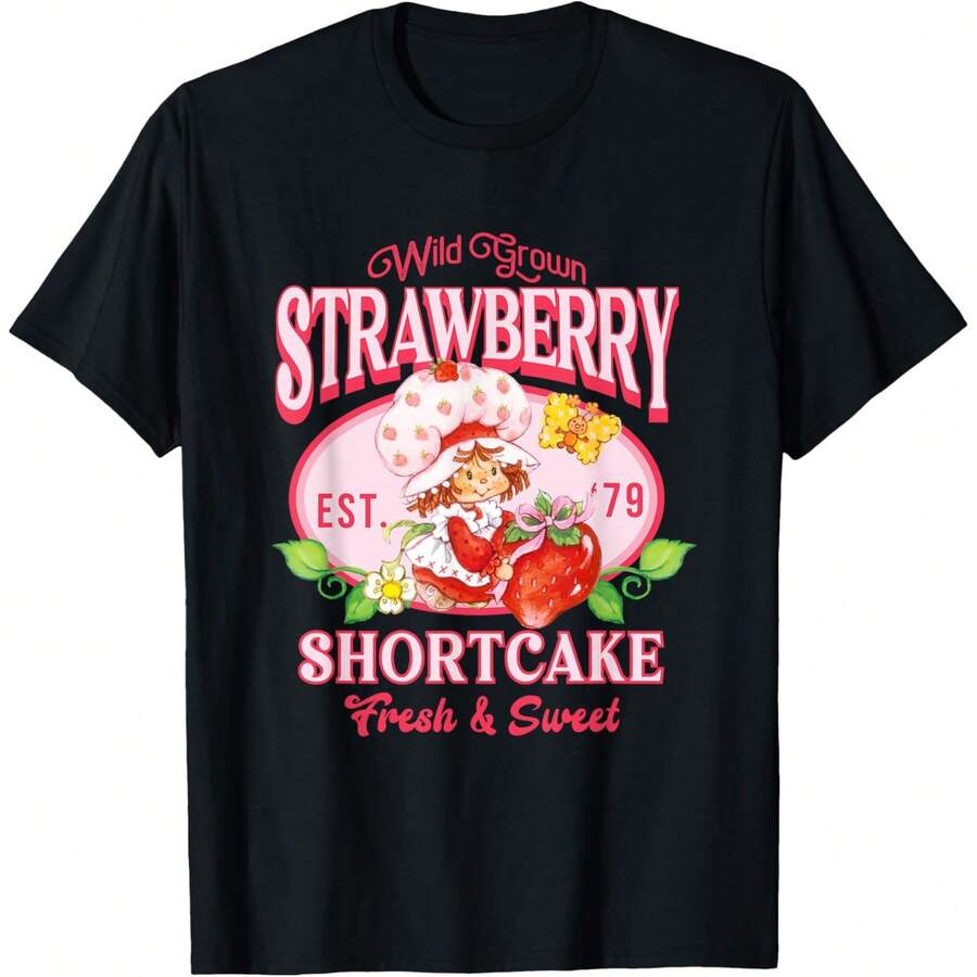 Strawberrys Shortcake Wild Grown Vintage '79 Poster T-Shirt - 黑色 - 查看 1