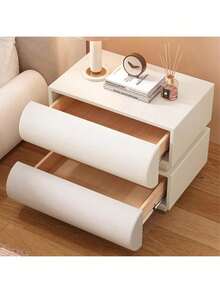 Italian Leather Nightstand, Cream White Bedside Table With Drawer, Minimalist Solid Wood Storage Cabinet For Small Spaces, Modern Bedroom Furniture With Soft Closing For Room Decor,Mesa De Noche,Bedroom Furniture,Night Stand - 白色 - 查看 11