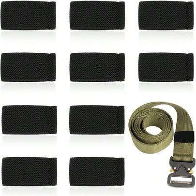 Elastic Belt Keeper Strap 10 Pack Nylon Canvas Web Belt Loop Keeper For 1.5 Inch Wide Belts And Straps