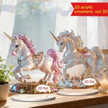 1/4件亚克力精美小马装饰摆件，钻石和硬币设计，适用于家居、农舍、客厅、卧室、办公桌，也是节日送礼佳品，2D - 多色 - 查看 6