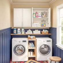 60" W Laundry Room Wall Cabinet With Adjustable ShelfWall Mounted Kitchen Cabinets With Two Shaker Doors Upper Storage For Laundry Room Bathroom Kitchen - 30"W X 2pcs - View 3