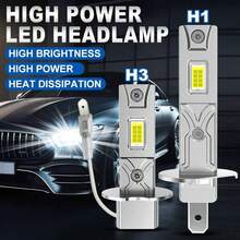TOAUTO 2个H1 H3 LED大灯灯泡，即插即用，无线CAN总线，50W 15000LM LED迷你汽车LED灯，CSP雾灯，6000K白光，12V - A - 查看 2