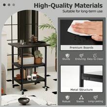 COSTWAY Height Adjustable Printer Stand, 3-Tier Printer Cart With Storage Shelves & Locking Wheels, Rolling Storage Rack, Heavy-Duty Mobile Machine Stand For 3D Printer Scanner Fax Machine, Brown/Black/White - Negro - Ver 2