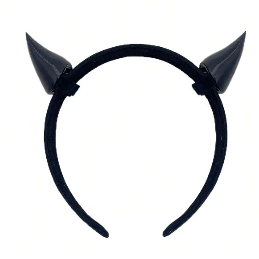 Women Headband With 3D Devil Horns 3d Lightweight Devil Horns Headband - SBlack - 查看 1