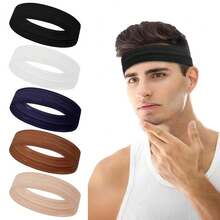 Workout Headbands Non Slip Headband Sport Headbands Sweatbands Elastic Sport Hair Bands For Sports Travel Indoor Fitness Gym - solid24 - 查看 1