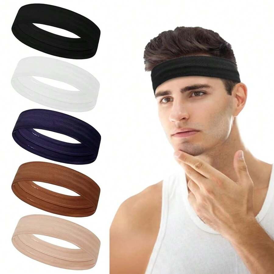 Workout Headbands Non Slip Headband Sport Headbands Sweatbands Elastic Sport Hair Bands For Sports Travel Indoor Fitness Gym - solid24 - 查看 1