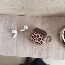 Fashion Leopard Print Brown PU Leather Magnetic Protective Case With Hanging Loop, Compatible With Airpods 4th/3rd/Pro/Pro2/1st/Pro3rd Generation, Secure Closure, Perfect Fit Design, Stylish Daily Accessory - Camel - View 7