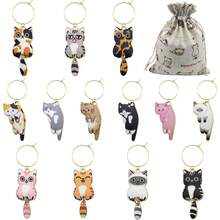 Christmas Wine Glass Charms/Markers/Identifiers/Tags For Stem Glasses For Wine Party Decorations Cat Themed Set - 13 件貓咪掛件 - 查看 8