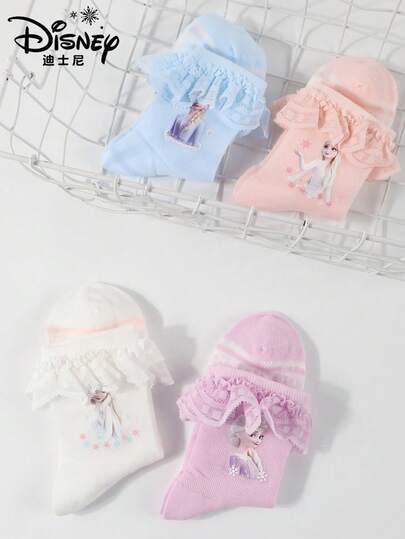  1/4 Paar Disney Kindersocken, mit Elsa aus Die Eiskönigin, geeignet für Frühling, Sommer, Herbst und Winter, für Jungen und Mädchen, ideal für den täglichen Gebrauch, Outdoor-Aktivitäten, Schule und Zuhause (Geschenk)