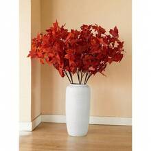 Than1ks 1giving Decorations 6 PCS Fall Decor Artificial Silk Maple Leaves Branches Set 35.43 Inch Fall Stems Faux Maple Leaves For Wedding Bouquet Table Centerpieces - 楓樹-2 - 查看 1