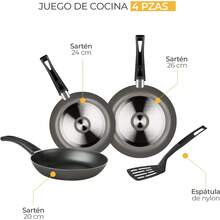 Juego de Sartenes con Antiadherente 4 Piezas de Aluminio - Color Gris - 1 - Ver 5