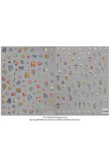 QIANJIKU Bộ 2 miếng dán móng tay họa tiết hoa mùa xuân/hè, trang trí móng 5D, phù hợp với móng acrylic, đồ dùng làm móng cho nữ và bé gái, quà tặng ngày lễ. - Nhiều màu - Xem 8