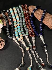 1pc 33 Beads Green Glass Tasbih Pendant, Portable For Dhikr & Prayer, Religious Accessory - Multicolor - View 7