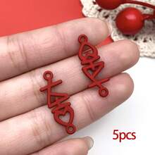 5/20个珐琅汉字新年吉祥祝福吊坠红色合金节日吊坠，适用于DIY珠宝工艺配件 - 紅色 - 查看 17