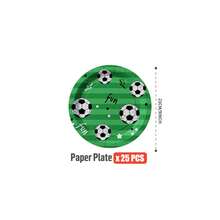 一套绿色星星足球图案一次性餐盘、餐巾纸、纸杯，适合25位客人使用，一次性纸盘，派对用品，适用于生日、婚礼、主题派对、家庭野餐等。 - 彩色 - 查看 11