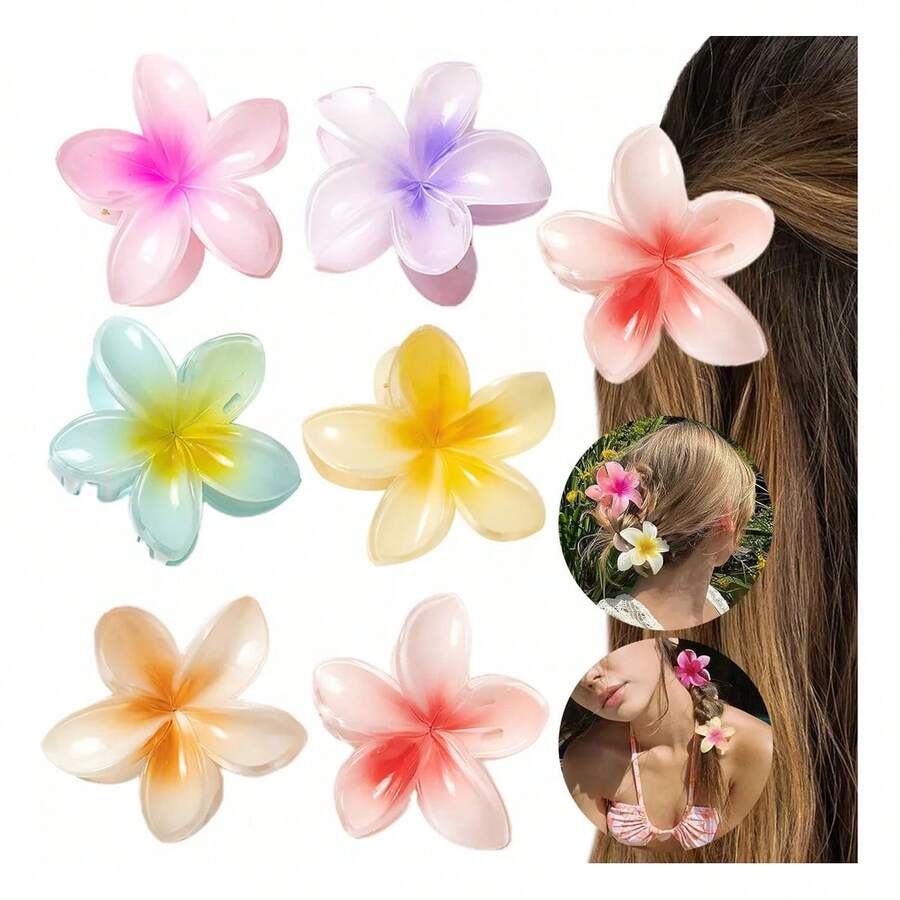 TendenciaPinzas Para El Pelo Con Forma De Flor De Plumeria Hawaiana P ColoreadoCalidad premium - 1 - Ver 1