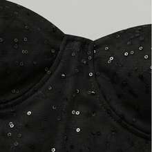 Elegant Sequin Bodycon Party Dress, Chic Sequin Dress For Evening, Wedding, New Year - Black - View 9