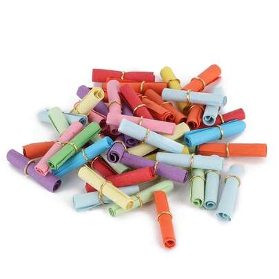 100Pcs Mini Paper Scrolls, 1x2.4 In Colorful Wish Letter Paper Roll With Tiny Scroll Love Message Capsules Wishing Letter Roll Paper For Love Note Valentine Birthday Present Wedding Party Decoration