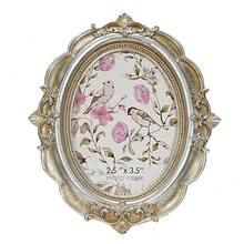 Vintage Picture Frame, 2.5x3.5 Oval Antique Photo Frame With Real Glass Front, Luxury Table Wall Haning Photo Display Home Decor, Gift Ideas, Silver Flower - A-銀花 - 查看 2